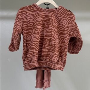 Zebra Striped Kids Sweatshirt - Pink and Brown
